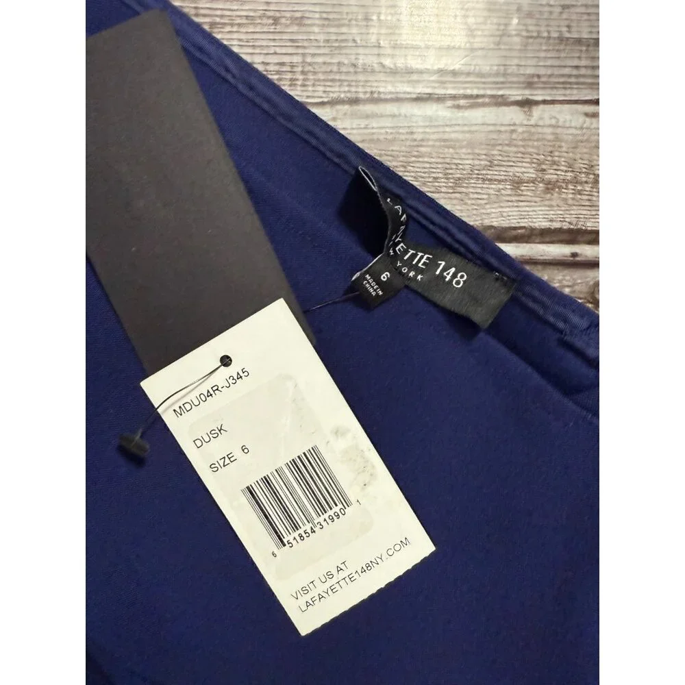 Lafayette 148 Sleeveless open V neck Dress size 6 color dusk blue NWT mspr $448 - Picture 2 of 5